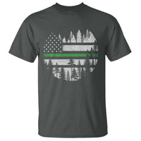 Park Ranger Law Enforcement Forest Green Line American Flag T Shirt