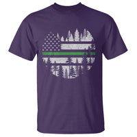 Park Ranger Law Enforcement Forest Green Line American Flag T Shirt
