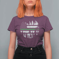 Park Ranger Law Enforcement Forest Green Line American Flag T Shirt For Women