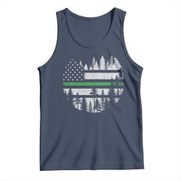 Park Ranger Law Enforcement Forest Green Line American Flag Tank Top