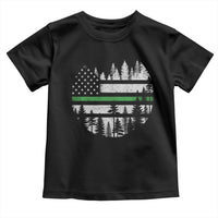 Park Ranger Law Enforcement Forest Green Line American Flag Toddler T Shirt