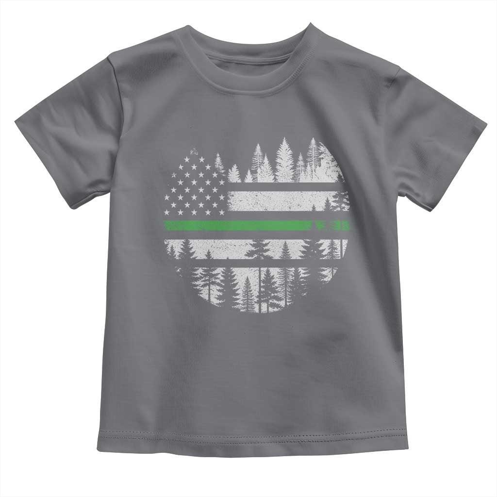 Park Ranger Law Enforcement Forest Green Line American Flag Toddler T Shirt