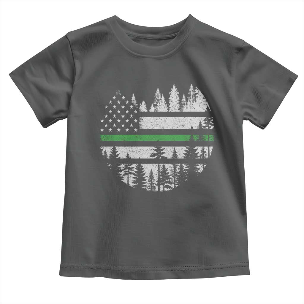 Park Ranger Law Enforcement Forest Green Line American Flag Toddler T Shirt