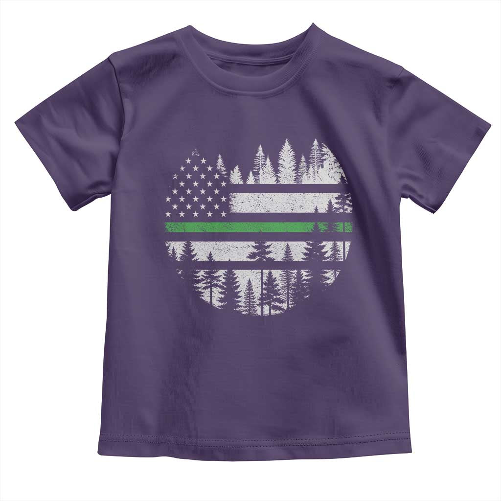 Park Ranger Law Enforcement Forest Green Line American Flag Toddler T Shirt