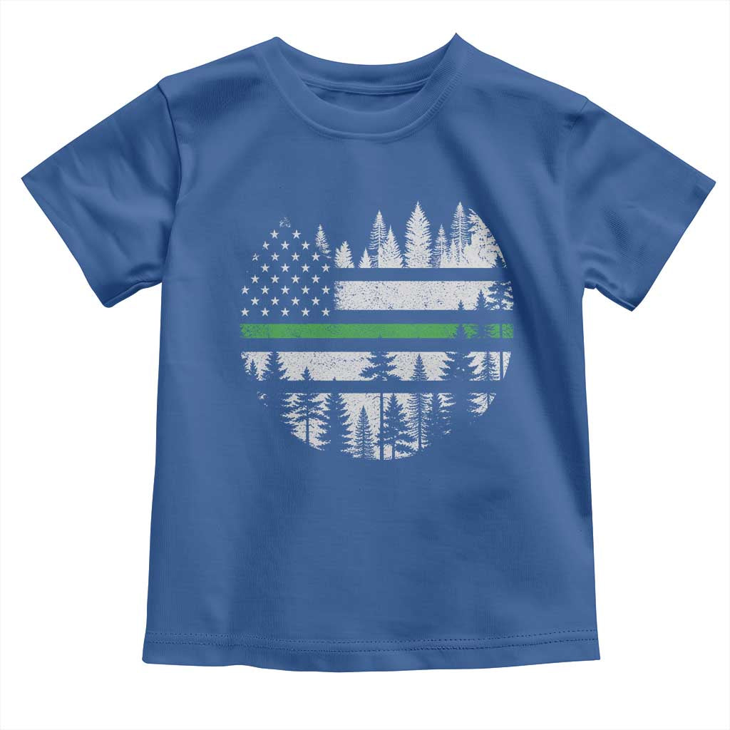 Park Ranger Law Enforcement Forest Green Line American Flag Toddler T Shirt
