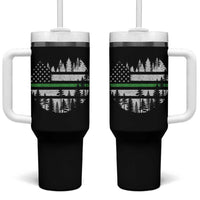 Park Ranger Law Enforcement Forest Green Line American Flag Tumbler With Handle