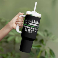 Park Ranger Law Enforcement Forest Green Line American Flag Tumbler With Handle
