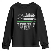 Park Ranger Law Enforcement Forest Green Line American Flag Youth Sweatshirt