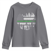 Park Ranger Law Enforcement Forest Green Line American Flag Youth Sweatshirt