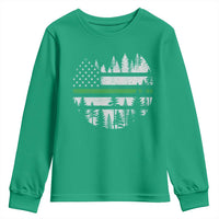 Park Ranger Law Enforcement Forest Green Line American Flag Youth Sweatshirt