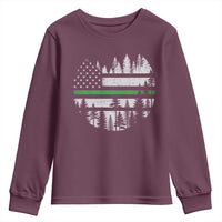 Park Ranger Law Enforcement Forest Green Line American Flag Youth Sweatshirt