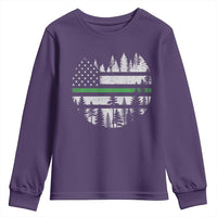 Park Ranger Law Enforcement Forest Green Line American Flag Youth Sweatshirt