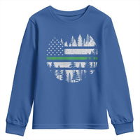 Park Ranger Law Enforcement Forest Green Line American Flag Youth Sweatshirt