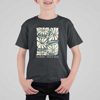 Harris Walz 2024 T Shirt For Kid Peace Love Equality Diversity Hope Hand Drawn Flower - Wonder Print Shop