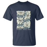 Harris Walz 2024 T Shirt Peace Love Equality Diversity Hope Hand Drawn Flower - Wonder Print Shop