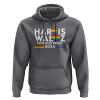 Harris Walz Supporter Hoodie Harris Walz For Our Pride 2024 LGBTQ Rainbow Flag - Wonder Print Shop