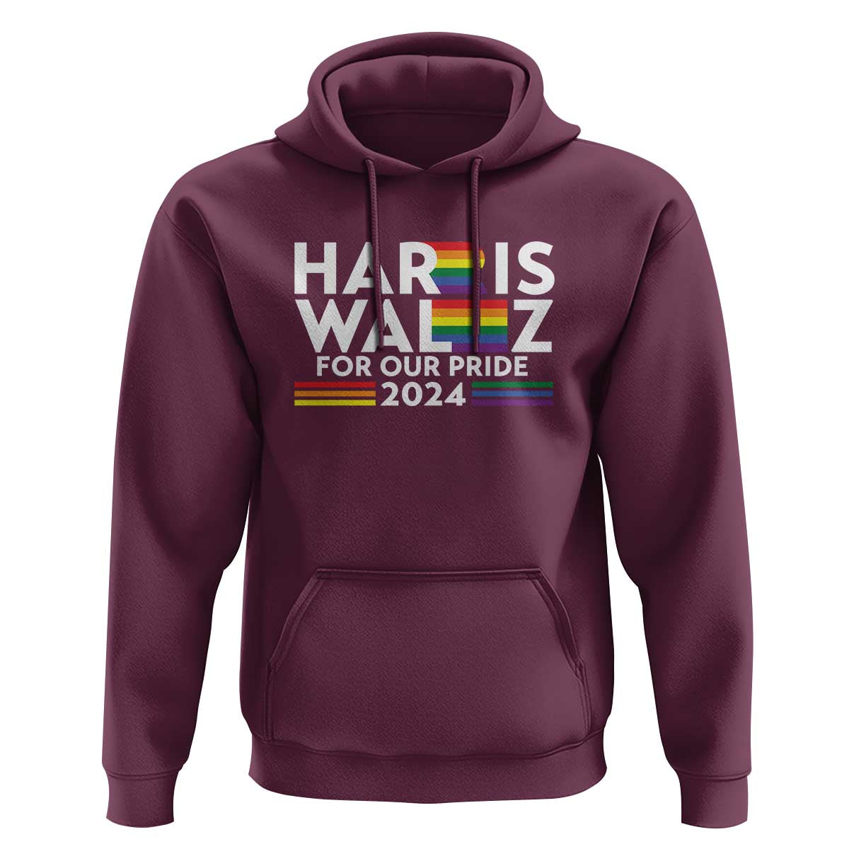 Harris Walz Supporter Hoodie Harris Walz For Our Pride 2024 LGBTQ Rainbow Flag - Wonder Print Shop