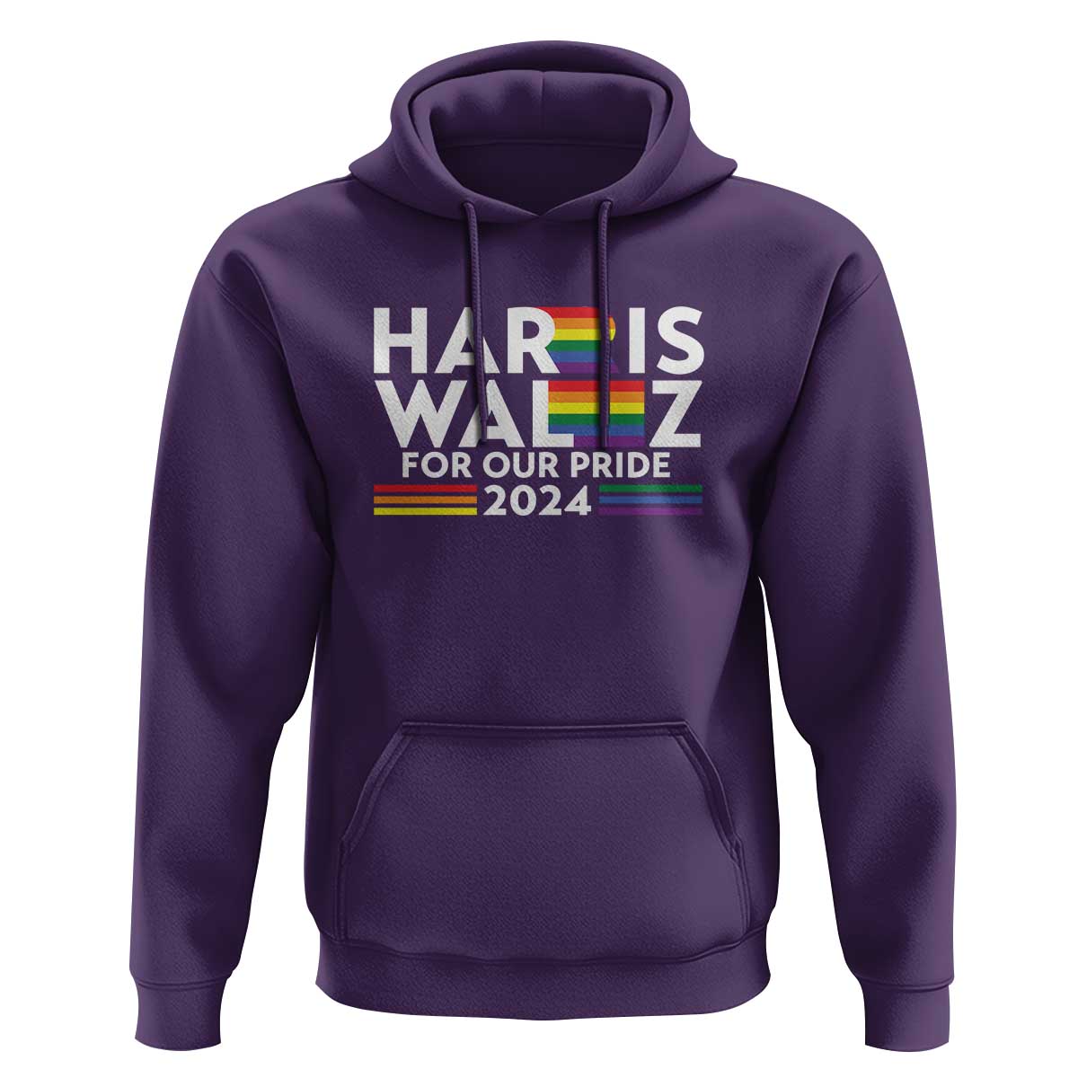 Harris Walz Supporter Hoodie Harris Walz For Our Pride 2024 LGBTQ Rainbow Flag - Wonder Print Shop
