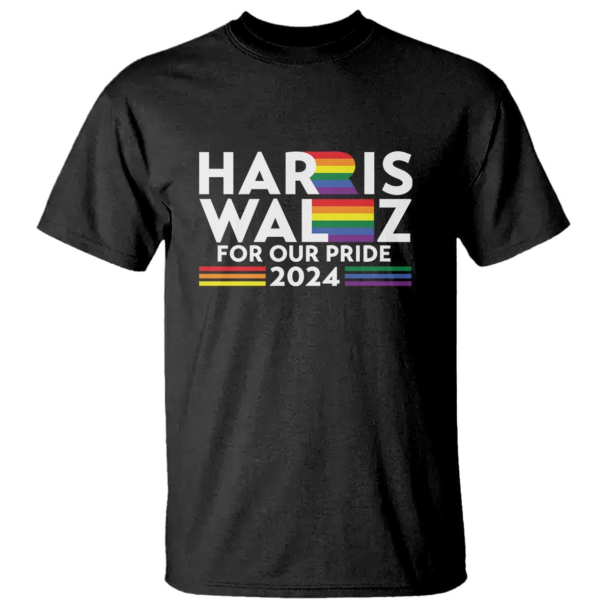 Harris Walz Supporter T Shirt Harris Walz For Our Pride 2024 LGBTQ Rainbow Flag - Wonder Print Shop