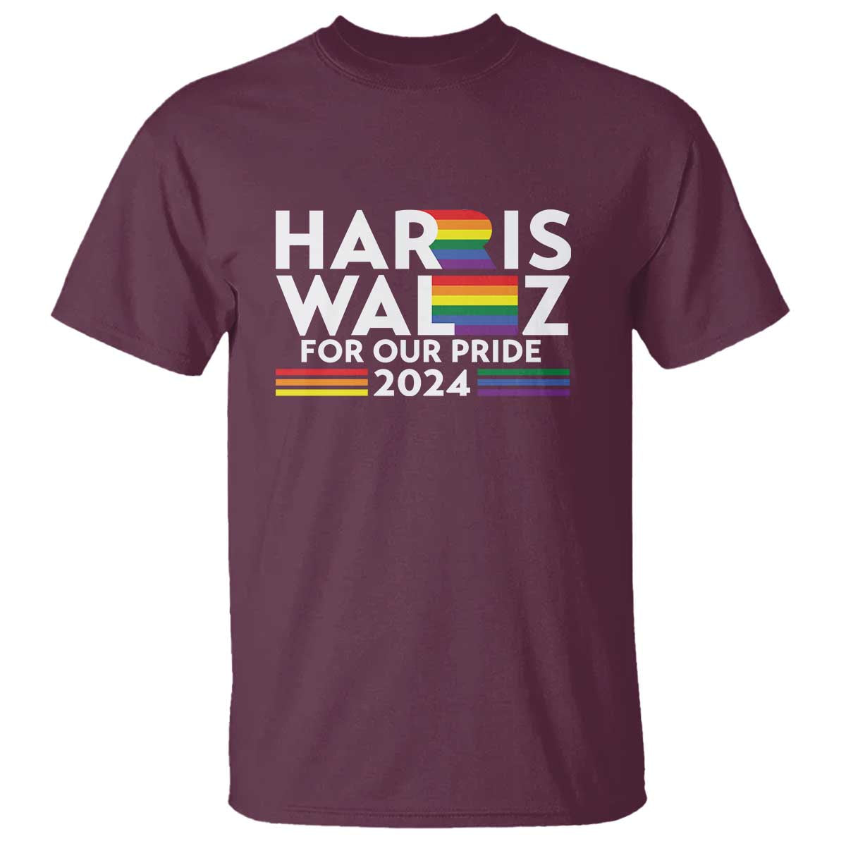 Harris Walz Supporter T Shirt Harris Walz For Our Pride 2024 LGBTQ Rainbow Flag - Wonder Print Shop