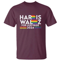 Harris Walz Supporter T Shirt Harris Walz For Our Pride 2024 LGBTQ Rainbow Flag - Wonder Print Shop