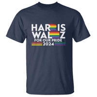 Harris Walz Supporter T Shirt Harris Walz For Our Pride 2024 LGBTQ Rainbow Flag - Wonder Print Shop