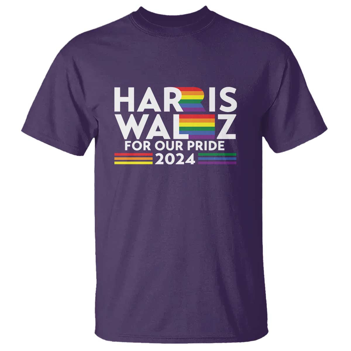 Harris Walz Supporter T Shirt Harris Walz For Our Pride 2024 LGBTQ Rainbow Flag - Wonder Print Shop