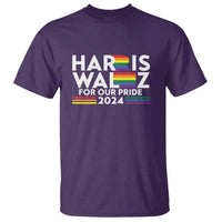 Harris Walz Supporter T Shirt Harris Walz For Our Pride 2024 LGBTQ Rainbow Flag - Wonder Print Shop