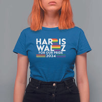 Harris Walz Supporter T Shirt For Women Harris Walz For Our Pride 2024 LGBTQ Rainbow Flag - Wonder Print Shop