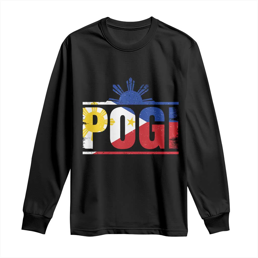 Pogi Filipino Slang Filipino Flag Pinoy Sun And Star Long Sleeve Shirt - Wonder Print Shop