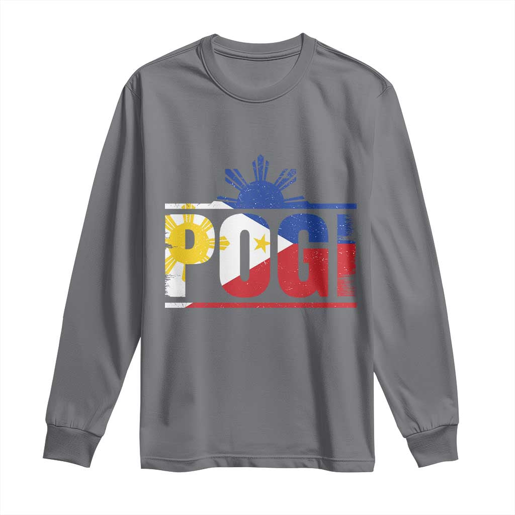 Pogi Filipino Slang Filipino Flag Pinoy Sun And Star Long Sleeve Shirt - Wonder Print Shop