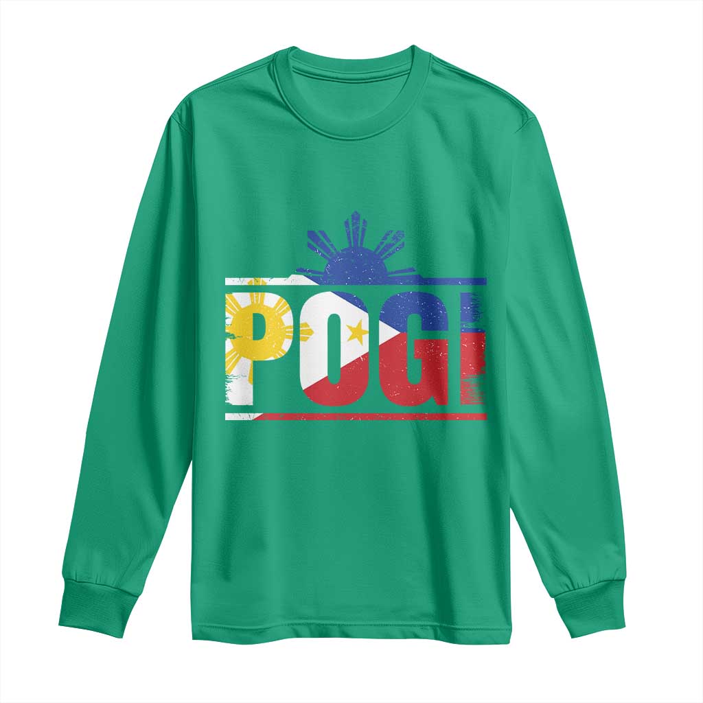 Pogi Filipino Slang Filipino Flag Pinoy Sun And Star Long Sleeve Shirt - Wonder Print Shop