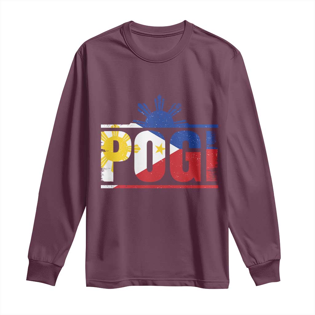 Pogi Filipino Slang Filipino Flag Pinoy Sun And Star Long Sleeve Shirt - Wonder Print Shop