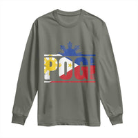 Pogi Filipino Slang Filipino Flag Pinoy Sun And Star Long Sleeve Shirt - Wonder Print Shop