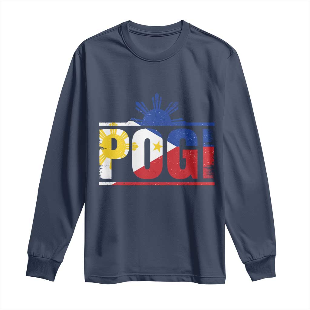 Pogi Filipino Slang Filipino Flag Pinoy Sun And Star Long Sleeve Shirt - Wonder Print Shop