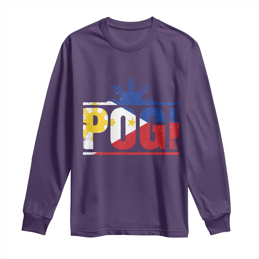 Pogi Filipino Slang Filipino Flag Pinoy Sun And Star Long Sleeve Shirt - Wonder Print Shop