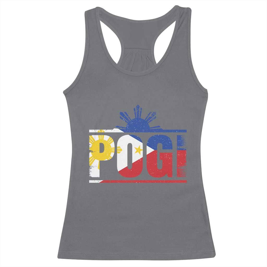 Pogi Filipino Slang Filipino Flag Pinoy Sun And Star Racerback Tank Top - Wonder Print Shop