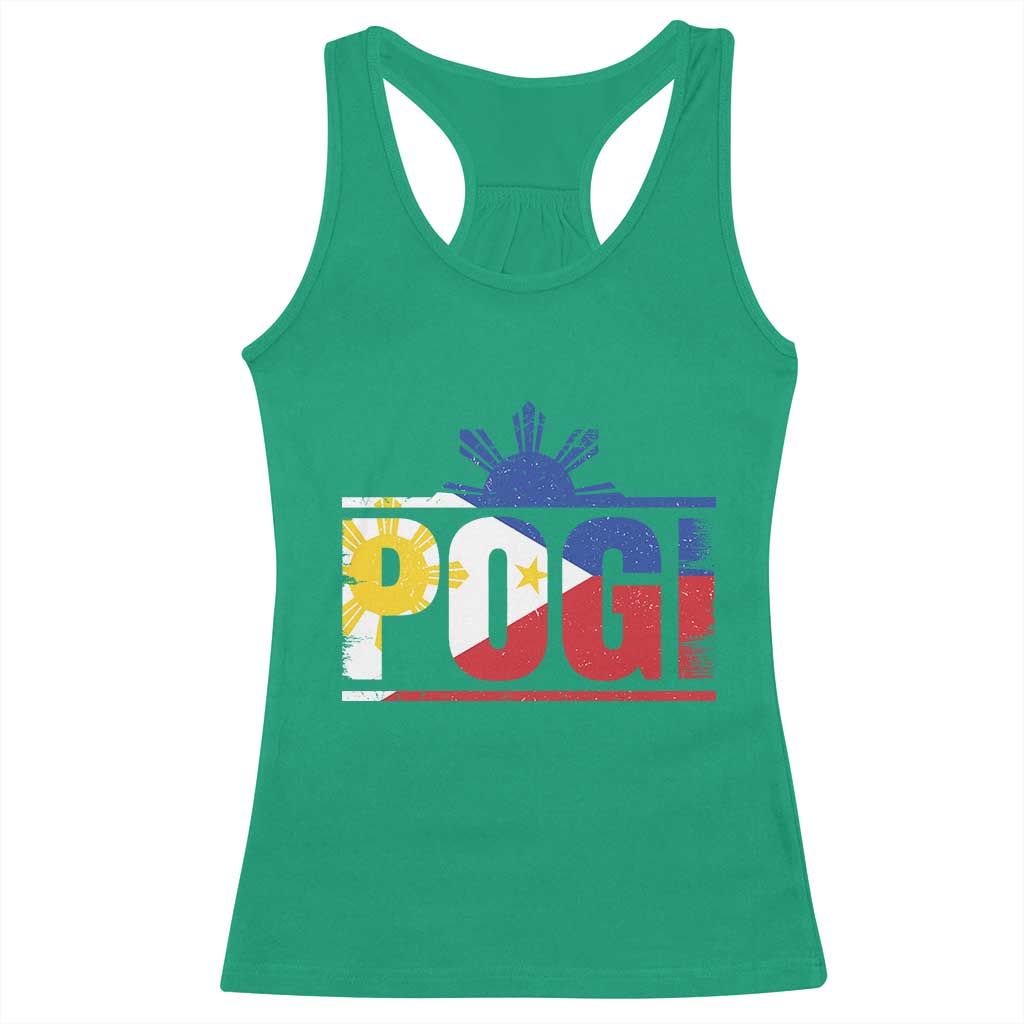 Pogi Filipino Slang Filipino Flag Pinoy Sun And Star Racerback Tank Top - Wonder Print Shop