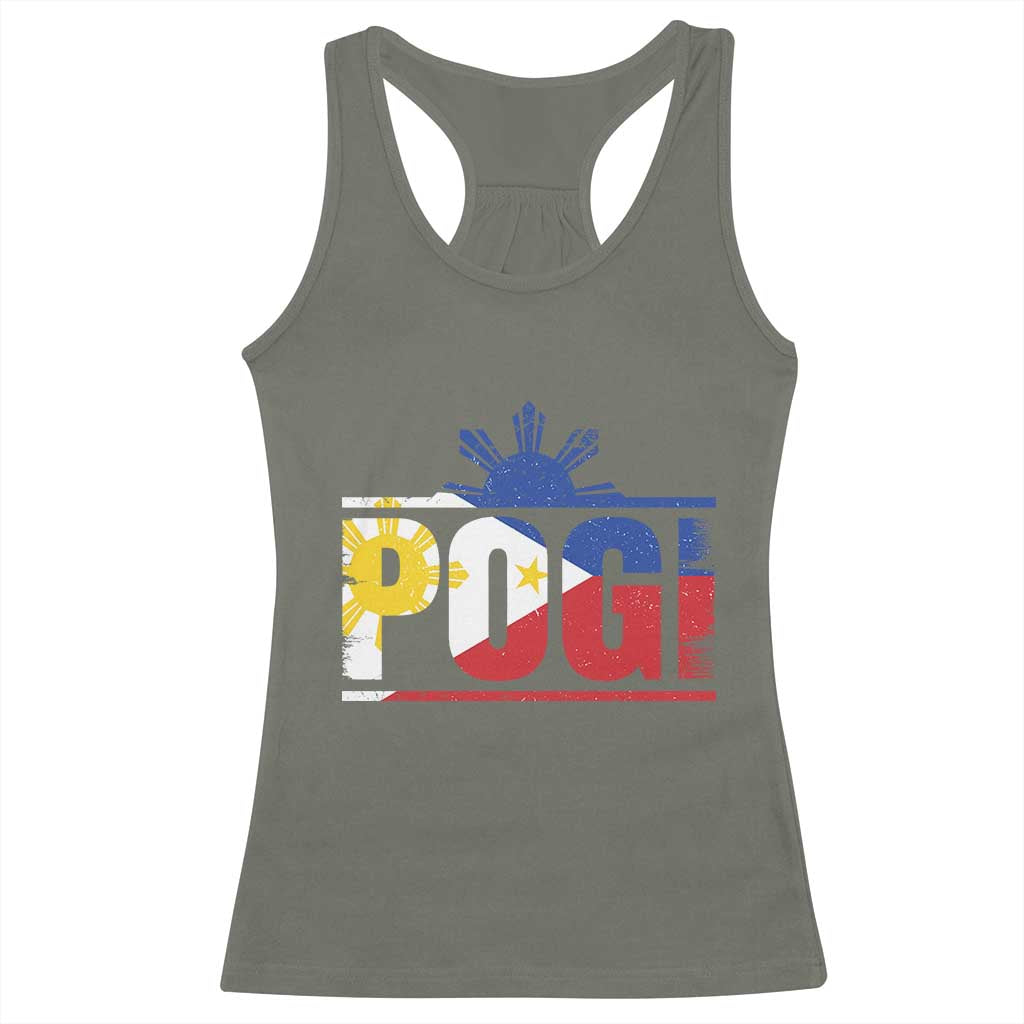 Pogi Filipino Slang Filipino Flag Pinoy Sun And Star Racerback Tank Top - Wonder Print Shop