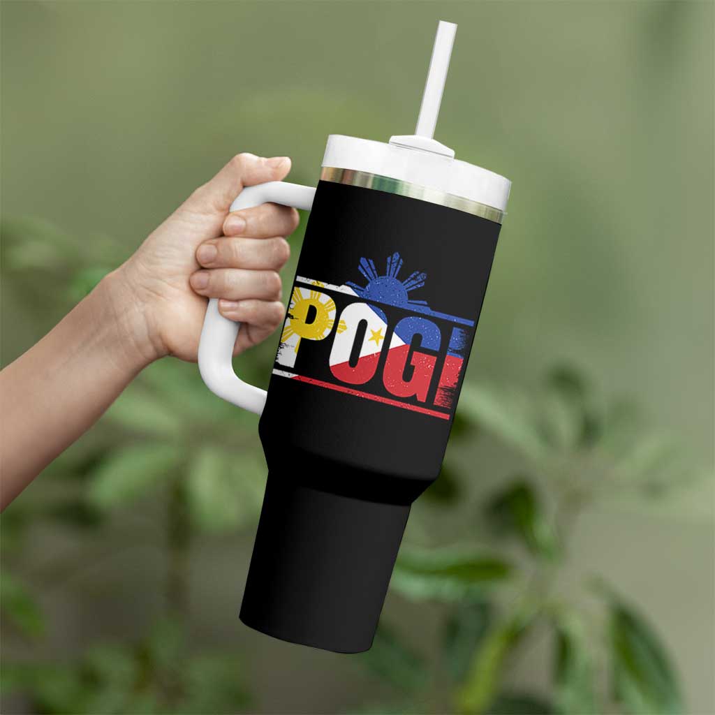 Pogi Filipino Slang Filipino Flag Pinoy Sun And Star Tumbler With Handle - Wonder Print Shop