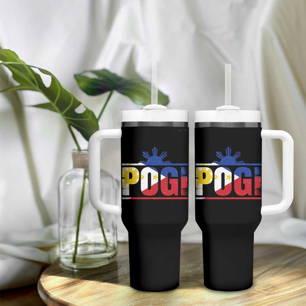 Pogi Filipino Slang Filipino Flag Pinoy Sun And Star Tumbler With Handle - Wonder Print Shop
