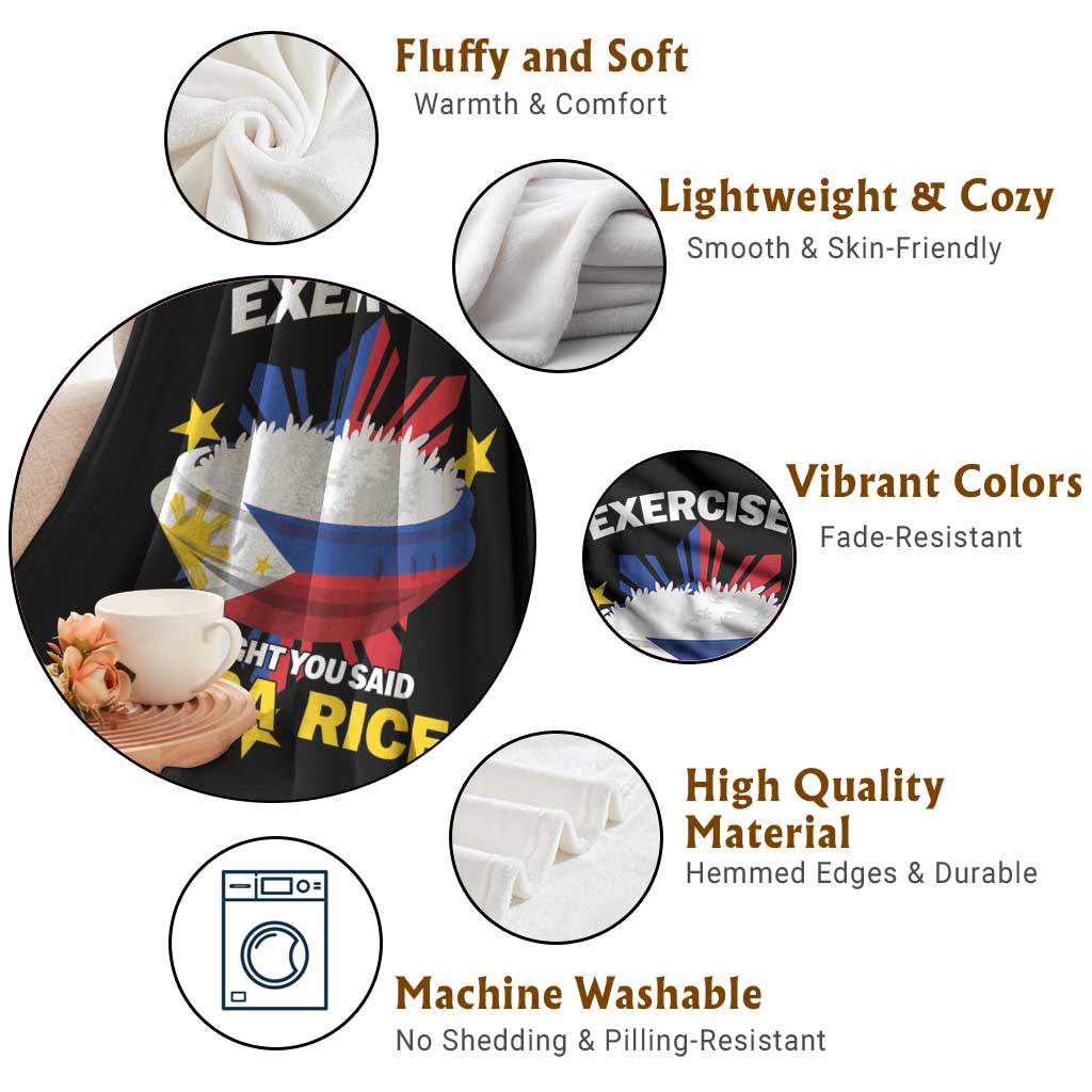 Funny Philippines Throw Blanket Exercise I Thought You Said Extra Rice - Wonder Print Shop