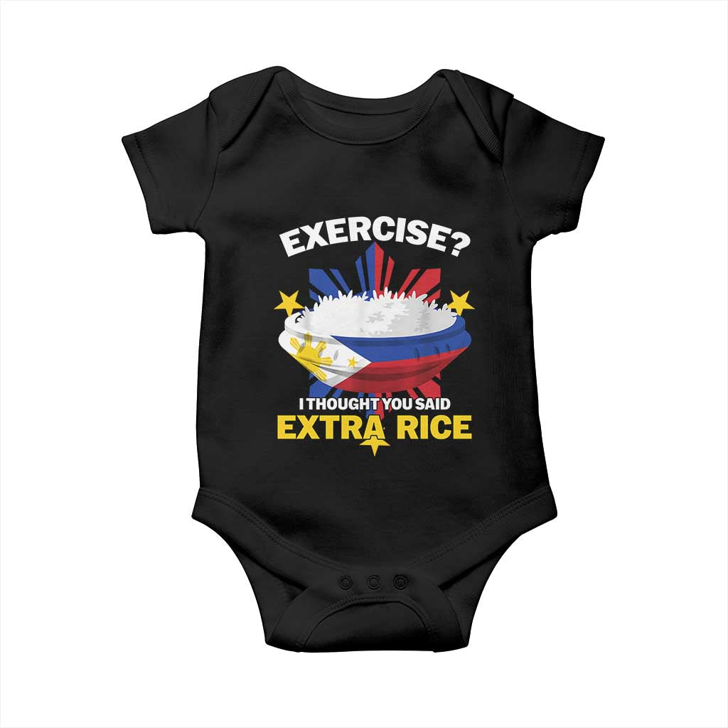Funny Philippines Baby Onesie Exercise I Thought You Said Extra Rice - Wonder Print Shop