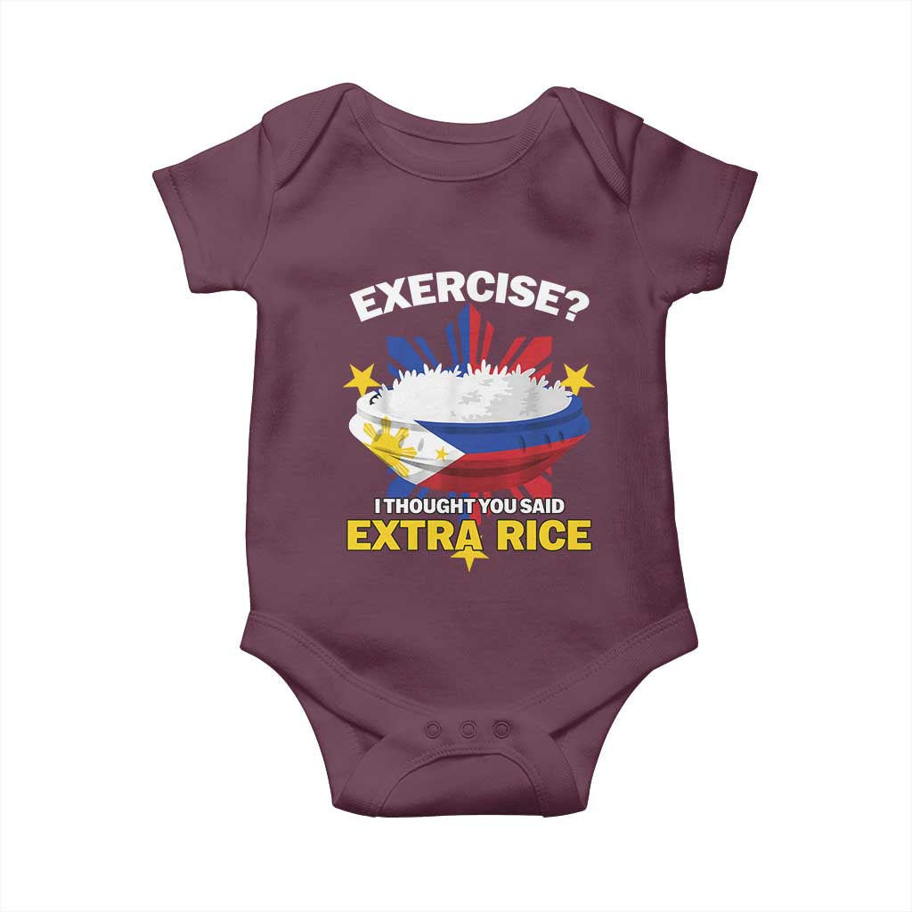 Funny Philippines Baby Onesie Exercise I Thought You Said Extra Rice - Wonder Print Shop