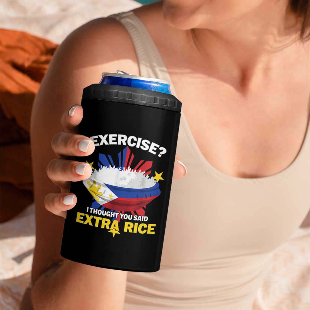 Funny Philippines 4 in 1 Can Cooler Tumbler Exercise I Thought You Said Extra Rice - Wonder Print Shop