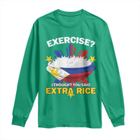Funny Philippines Long Sleeve Shirt Exercise I Thought You Said Extra Rice - Wonder Print Shop
