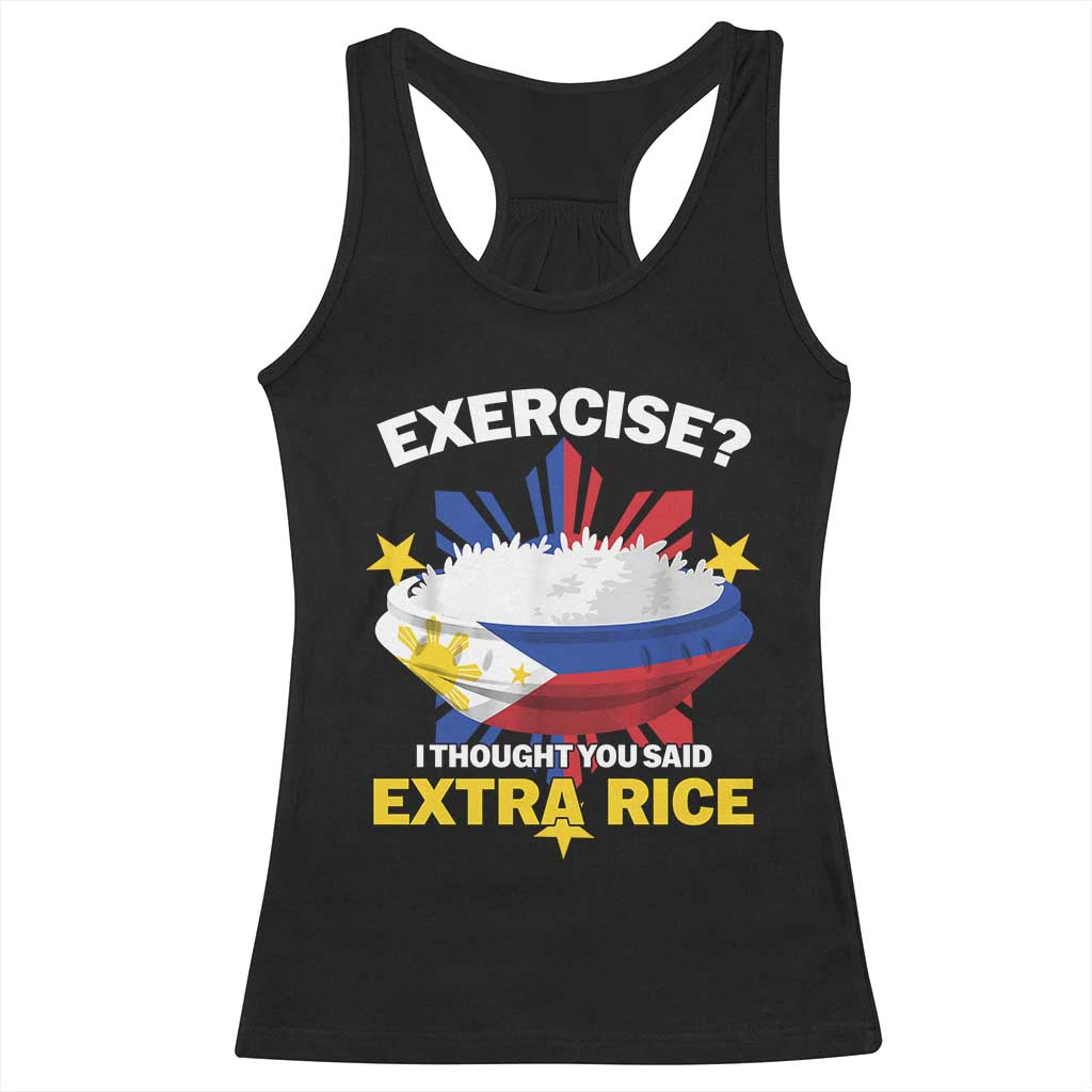 Funny Philippines Racerback Tank Top Exercise I Thought You Said Extra Rice - Wonder Print Shop