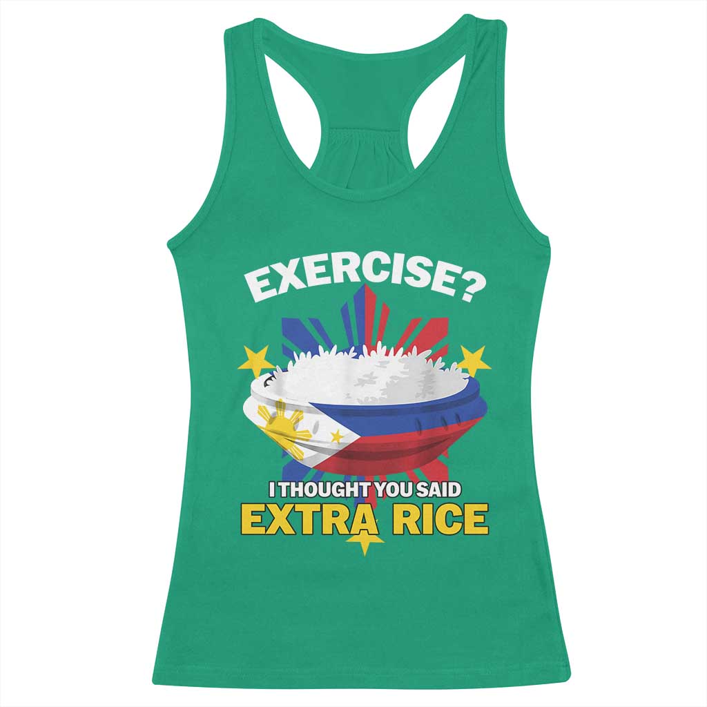 Funny Philippines Racerback Tank Top Exercise I Thought You Said Extra Rice - Wonder Print Shop