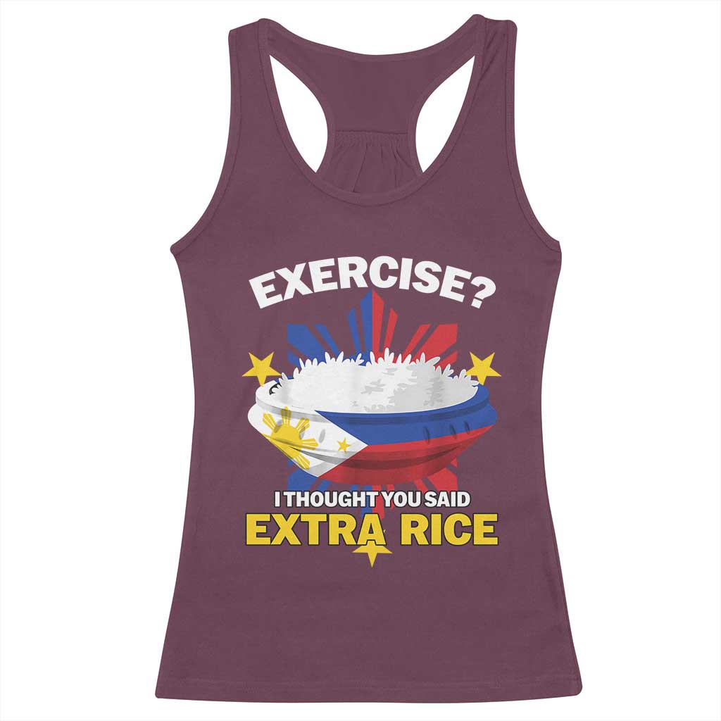 Funny Philippines Racerback Tank Top Exercise I Thought You Said Extra Rice - Wonder Print Shop