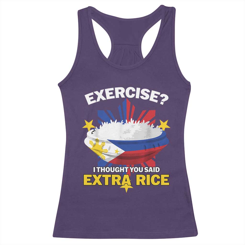 Funny Philippines Racerback Tank Top Exercise I Thought You Said Extra Rice - Wonder Print Shop